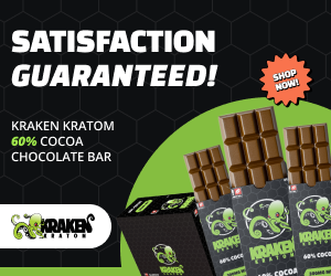 Kraken kratom chocolate bar banner