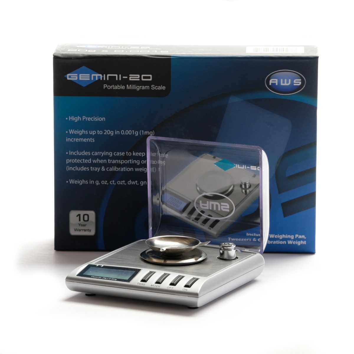 thumbnail image 2 of AWS Gemini-20 Portable Milligram Scale – 20g X 0.001g Accuracy, NEW In Box 2 of 5